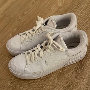 Nike all white platform shoes
